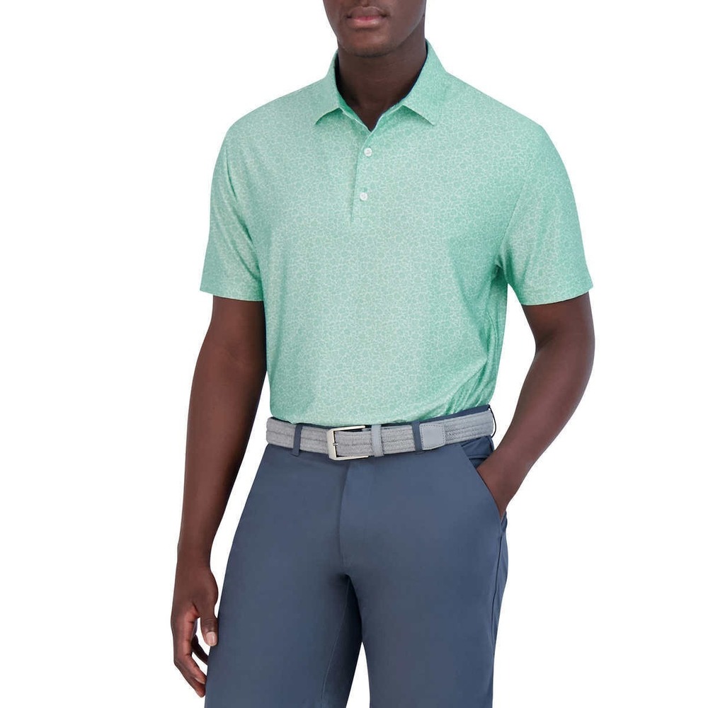 Hickey Freeman Men's Short Sleeve Luxury Golf Polo Shirt, Green, L